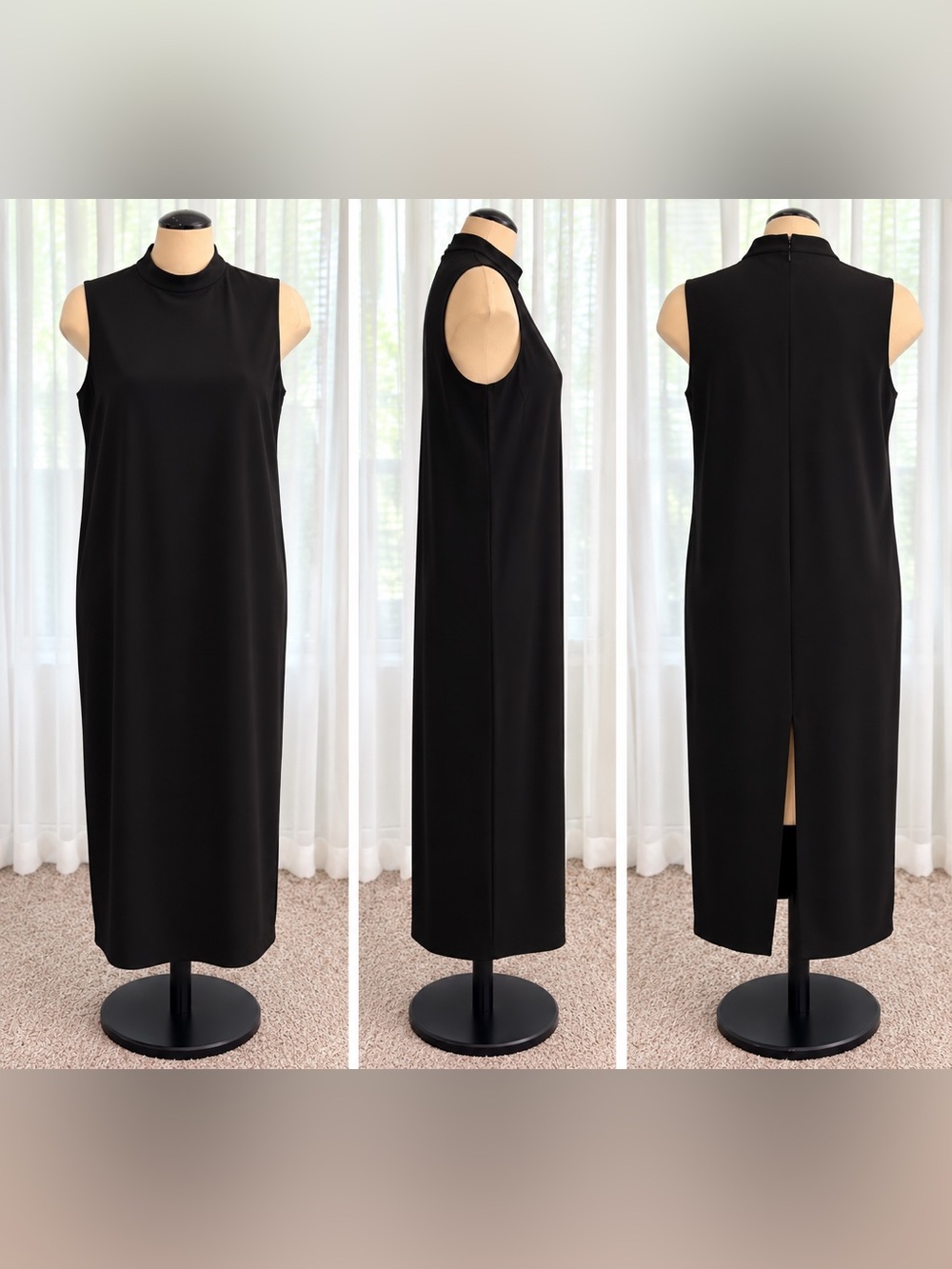 ZARA Woman Collection Black Sleeveless High Neck Midi Maxi Dress Size L